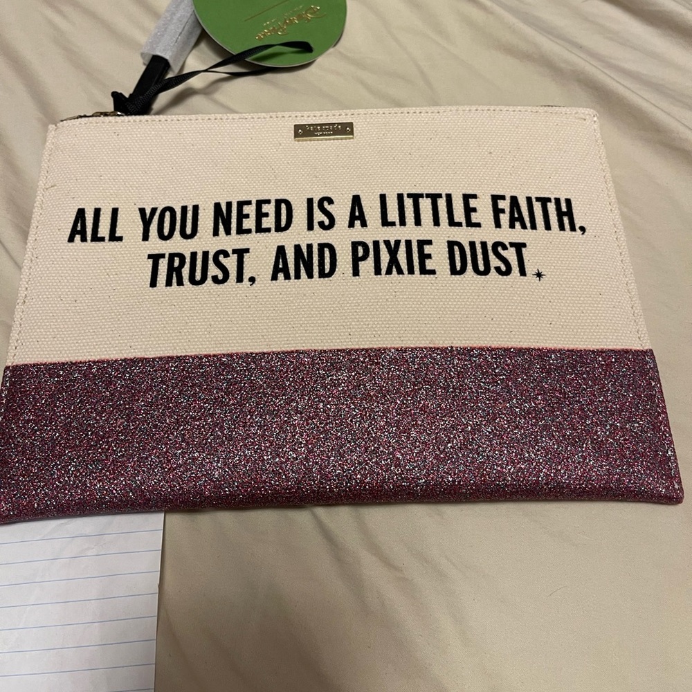 Kate Spade Disney clutch NWT beautiful purple glitter at bottom